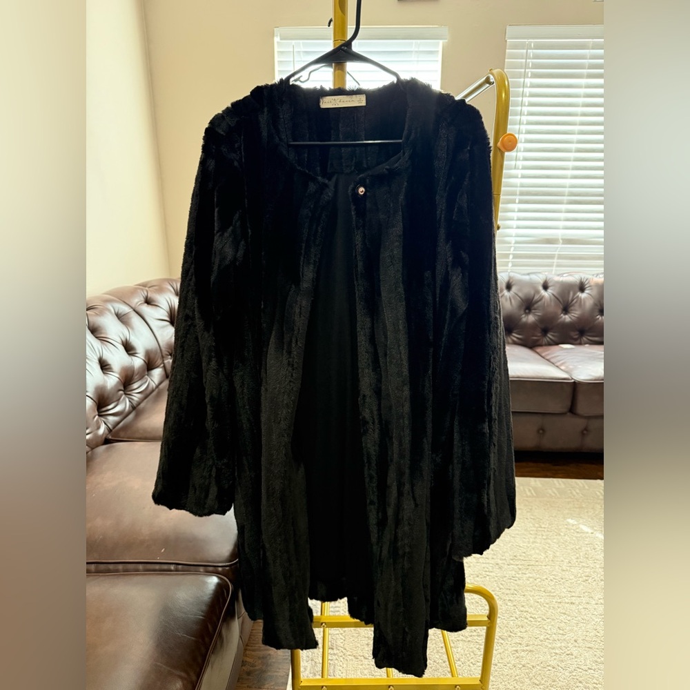 Fair Haven Black Faux Fur Coat